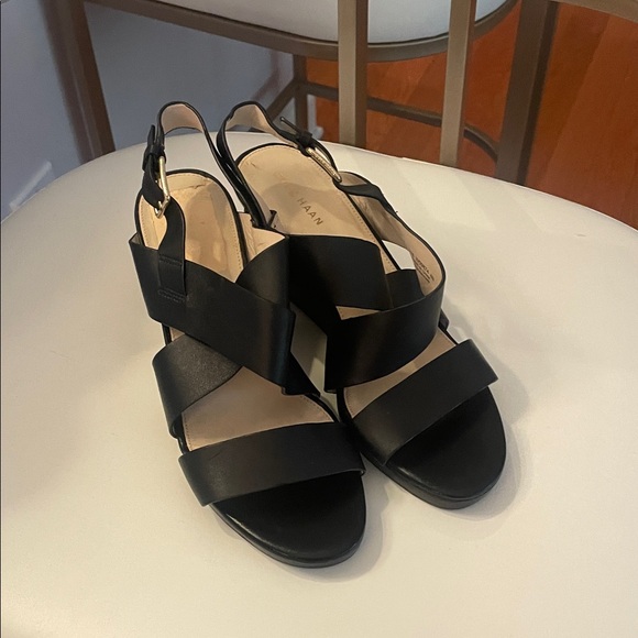 Cole Haan Women's Black Cross-Strap Heels - Picture 1 of 10
